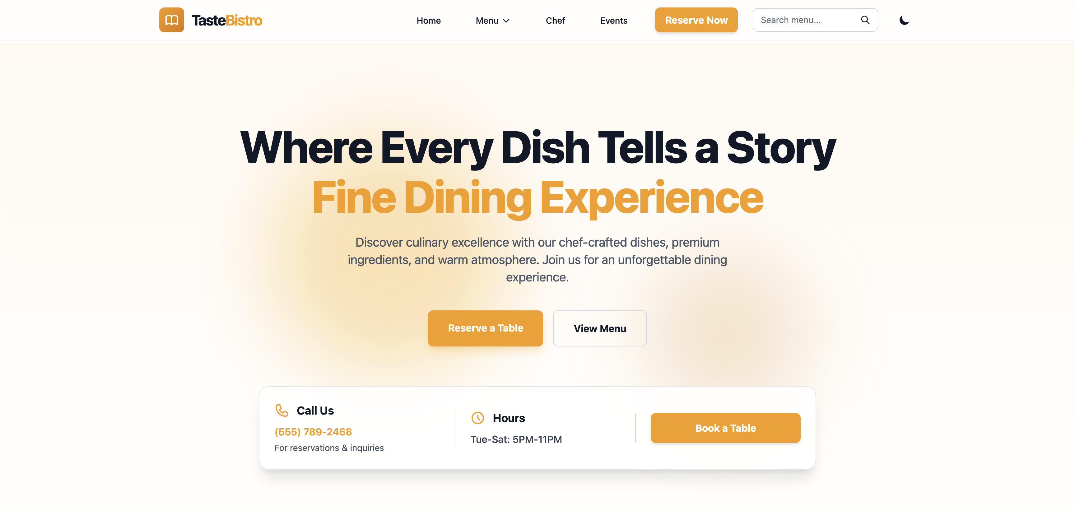TasteBistro Template Screenshot 2